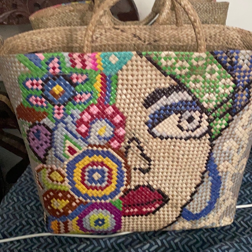 Handmade, handpainted woven bag